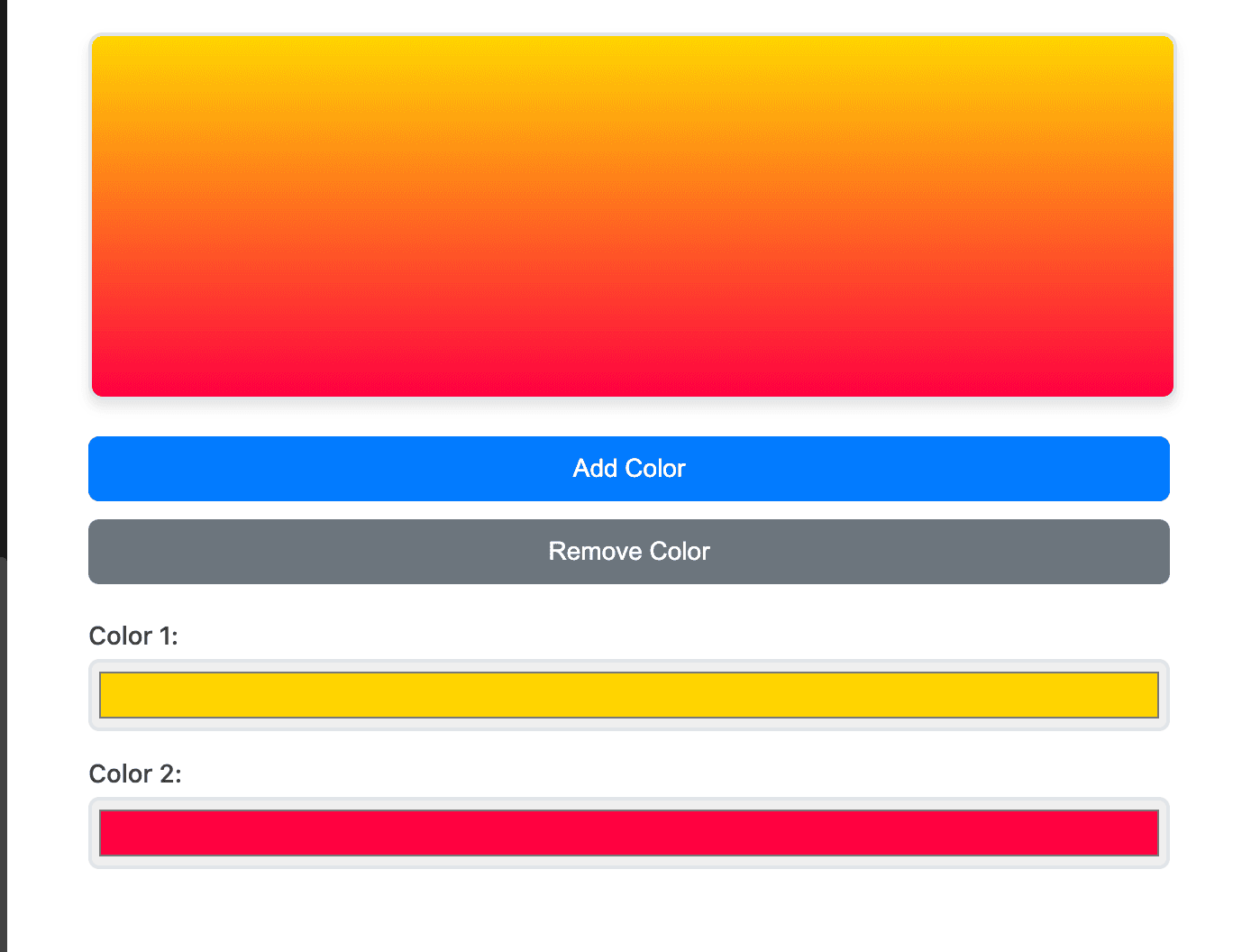 Snippet of the gradient generator in action